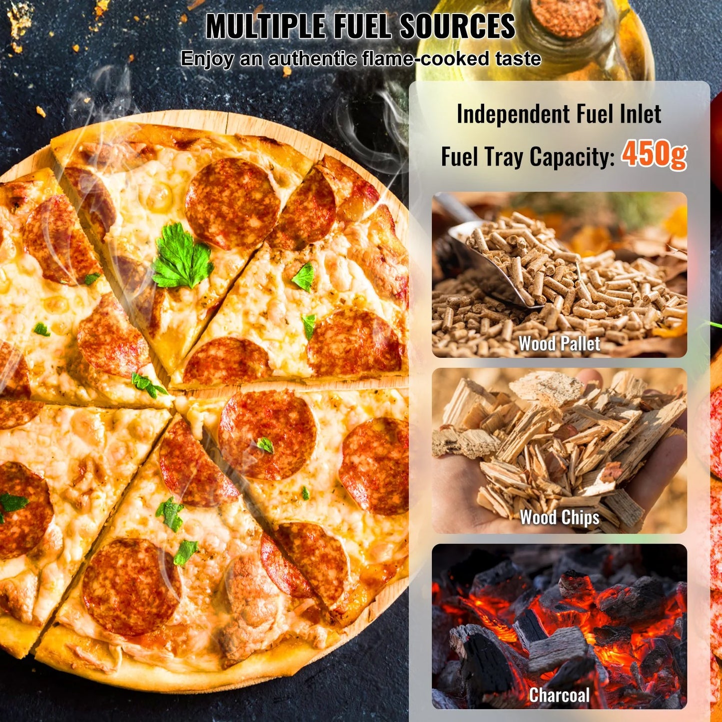 VEVOR 12 Outdoor Pizza Oven Portable Wood Pellet Pizza Oven Iron Spray Camping
