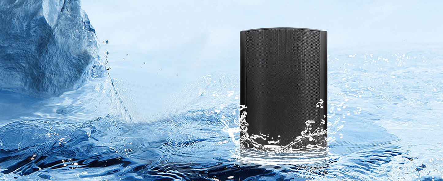 800W Outdoor Bluetooth Speakers Waterproof Wall Mount – 6.5" Dual Speakers with Powerful Bass & Swivel Brackets (Set of 4)