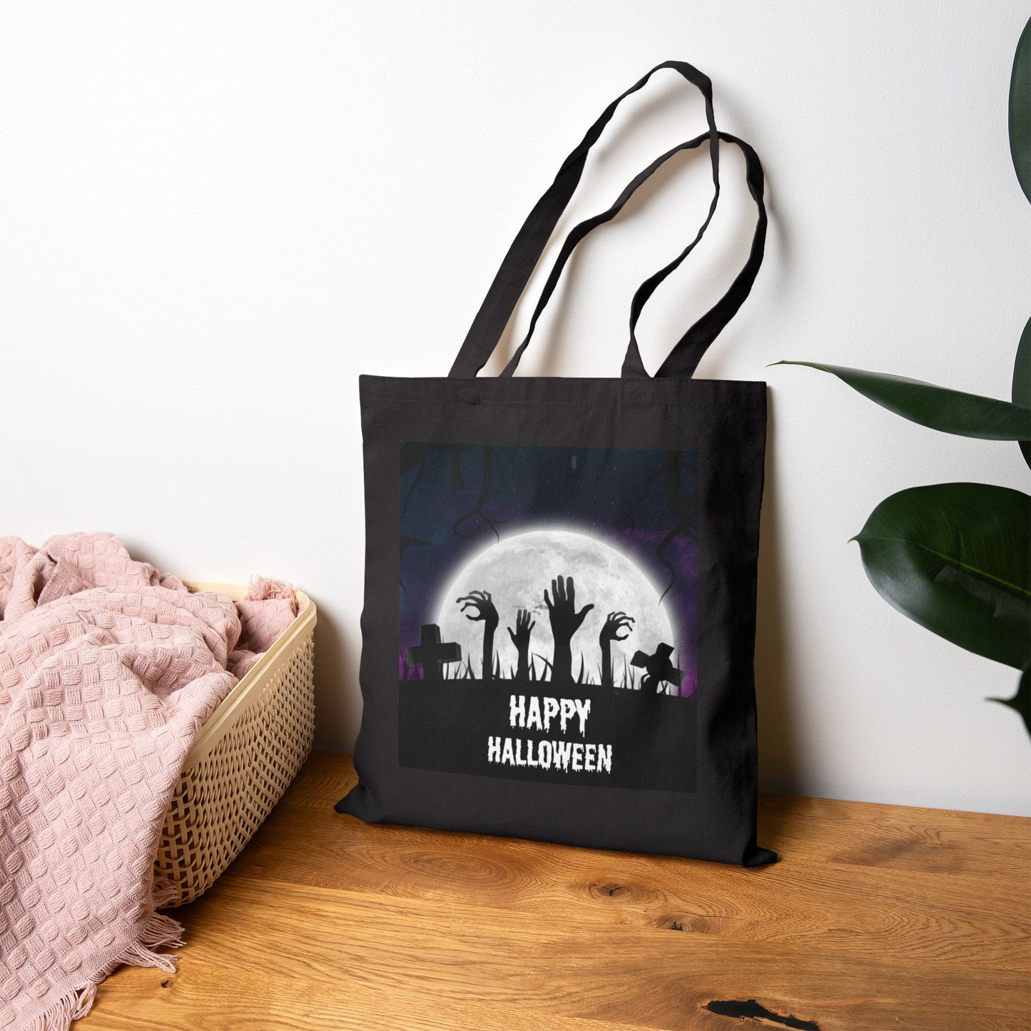 Whimsical Halloween Cotton Canvas Tote Bag, Eco-Friendly Shopping Bag, Trick or Treat Tote, Holiday Gift Bag, Festive Reusable Shopper