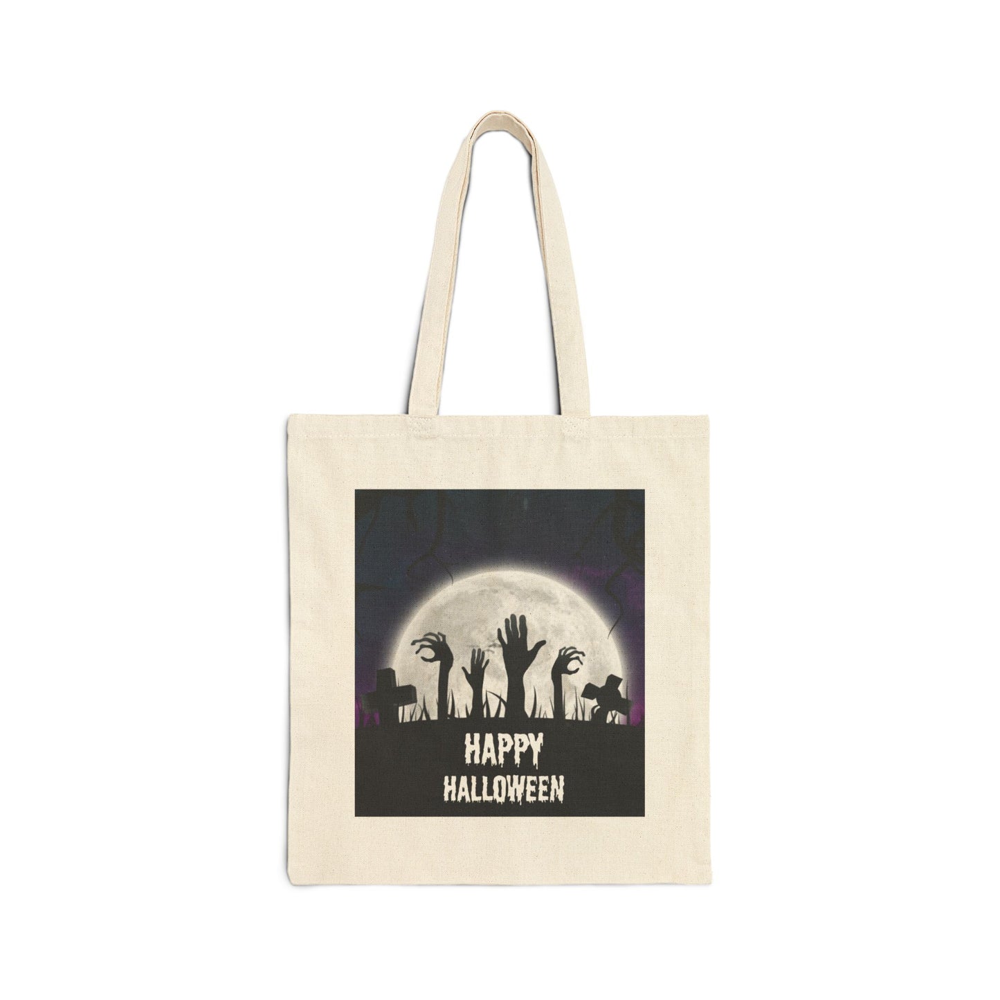 Whimsical Halloween Cotton Canvas Tote Bag, Eco-Friendly Shopping Bag, Trick or Treat Tote, Holiday Gift Bag, Festive Reusable Shopper