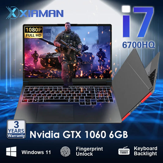 Xiaman 16" Gaming Laptop intel Core i7-6700HQ GTX 1060 IPS 1920*1200 Notebook PC 16GB DDR4 1TB SSD Windows 11 Pro Laptop Gamer