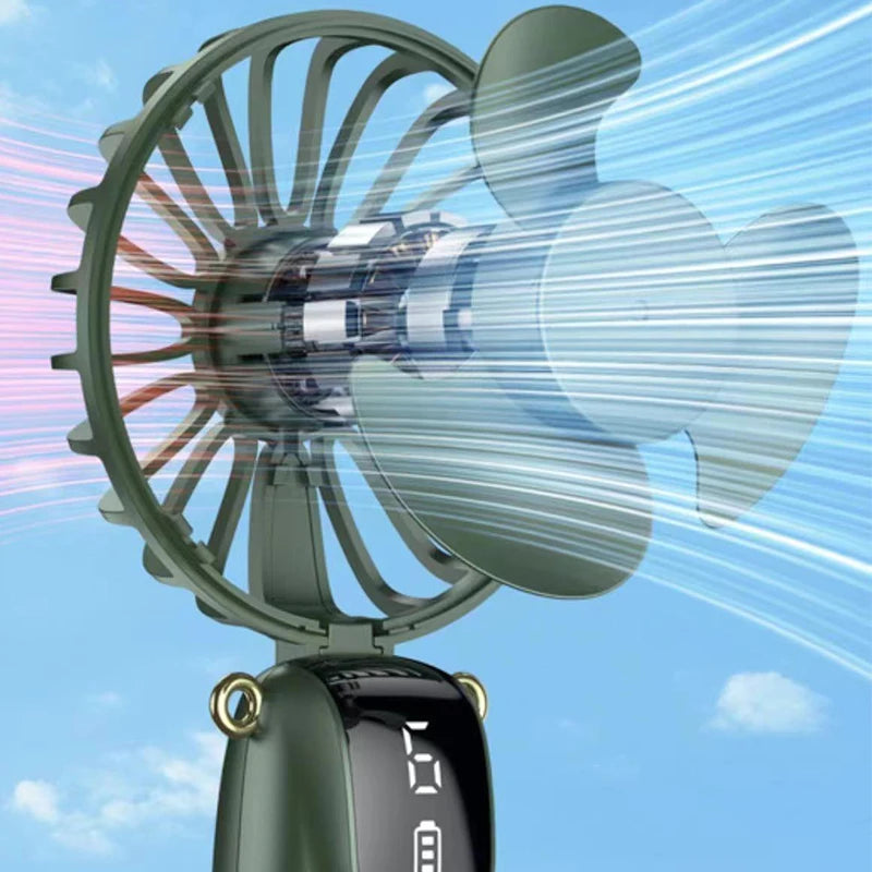 USB Rechargeable Silent Fan Set for Summer Gift, Multi-Purpose 6-Speed Handheld Fan with Display, Summer Cooling, Portab