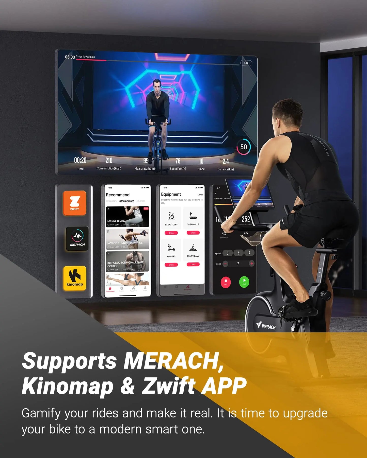 MERACH Indoor Exercise Bike with Auto Resistance Bluetooth Stationary Bike with APP Data Tracking & Tablet Holder Cycling Bike