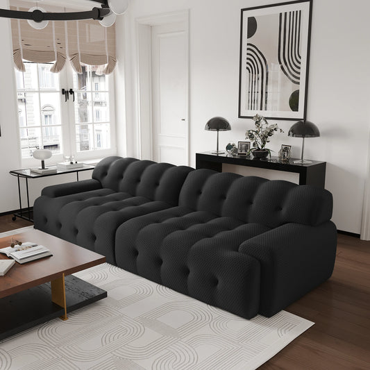 Comfy Cloud 102.4inch Oversized Modular Sectional Sofa 3D Mesh Fabric Curved Loveseat for Living Room - No Assembly Required
