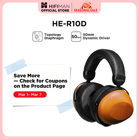 HIFIMAN HE-R10D Dynamic Topology Driver Close-Back Over-Ear Headphones for Home, Studio and Recording-Wired/Wireless