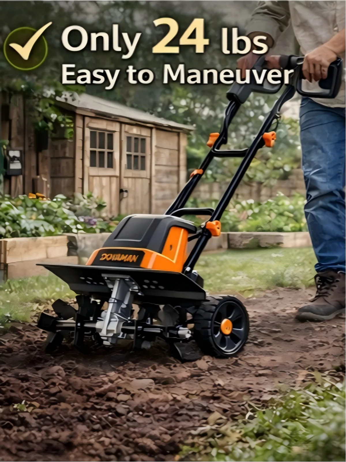 DOVAMAN 18” Electric Garden Tiller – 15A Powerful Soil Cultivator