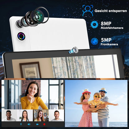 BESTSKI 10.1-Inch Android 14 Tablet – 8GB RAM + 64GB Storage | Octa-Core CPU | Face Unlock | Keyboard & Mouse Bundle