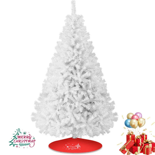 7FT White Christmas Tree with Metal Base – Fluffy 1000 Branches Holiday Decoration