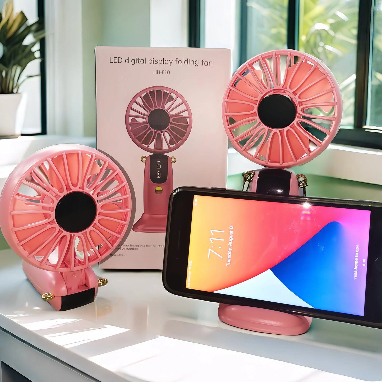 USB Rechargeable Silent Fan Set for Summer Gift, Multi-Purpose 6-Speed Handheld Fan with Display, Summer Cooling, Portab