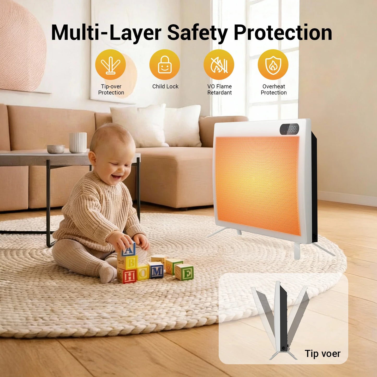 Graphene Smart Panel Heater with WiFi, App & Voice Control – 1500W Infrared Convection | Freestanding & Wall-Mount