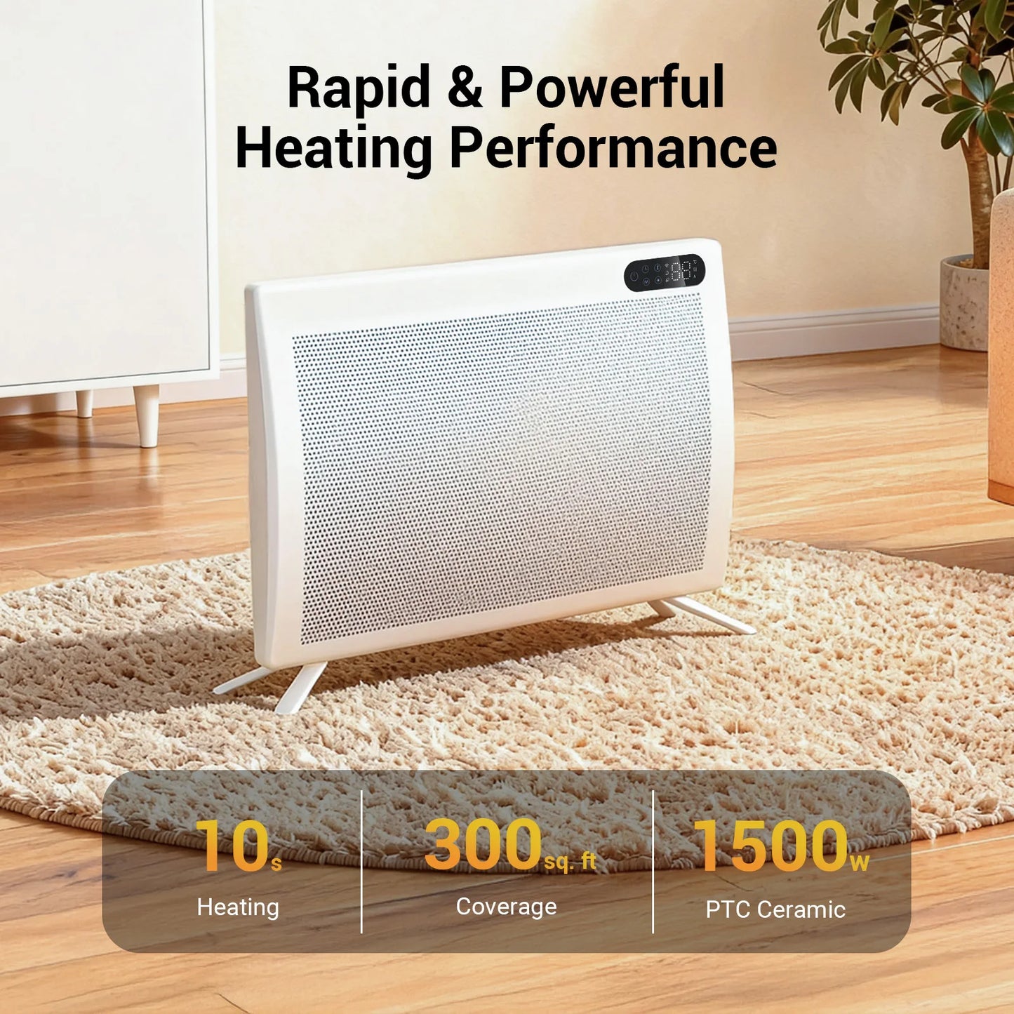 Graphene Smart Panel Heater with WiFi, App & Voice Control – 1500W Infrared Convection | Freestanding & Wall-Mount