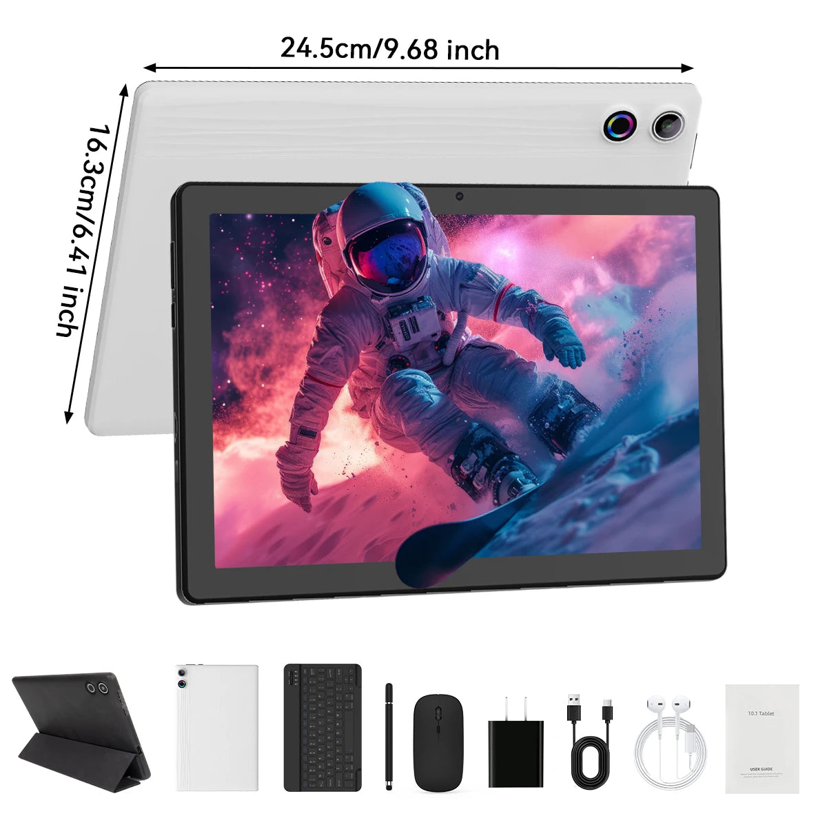 A10L 10-Inch Android 14 Tablet – 12GB RAM + 64GB Storage | Octa-Core CPU | Face Unlock | Keyboard, Mouse & Stylus Bundle