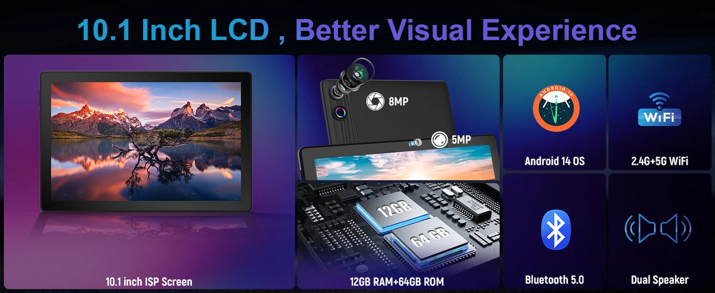 AEEZO A10L 10.1 Inch Android 14 Tablet