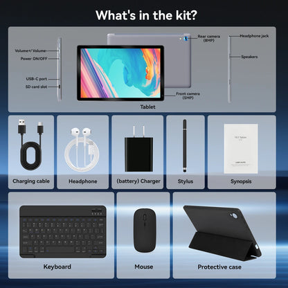 10.1-Inch Android 14 Tablet – 16GB RAM + 128GB Storage + 1TB Expansion | Octa-Core CPU | Stylus, Keyboard & Mouse Bundle