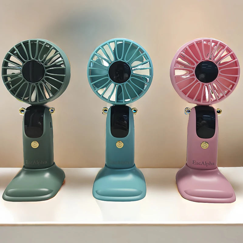 USB Rechargeable Silent Fan Set for Summer Gift, Multi-Purpose 6-Speed Handheld Fan with Display, Summer Cooling, Portab