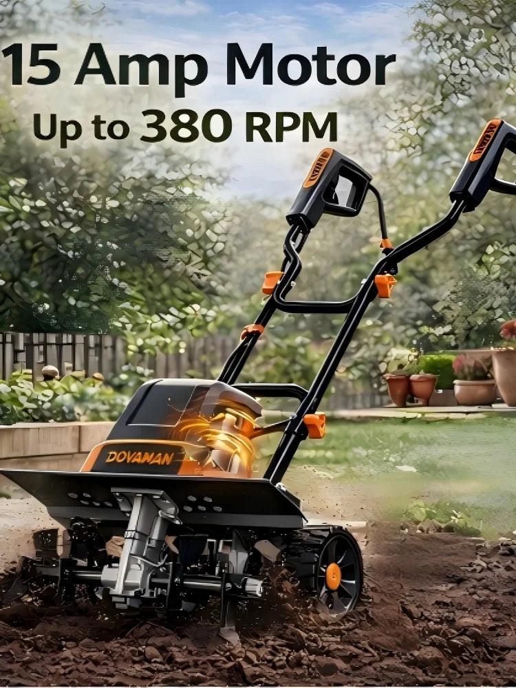 DOVAMAN 18” Electric Garden Tiller – 15A Powerful Soil Cultivator