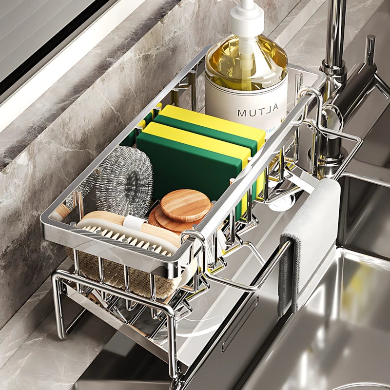 Over-Sink Kitchen Organizer | Sponge Holder & Drying Rack with Faucet Mount