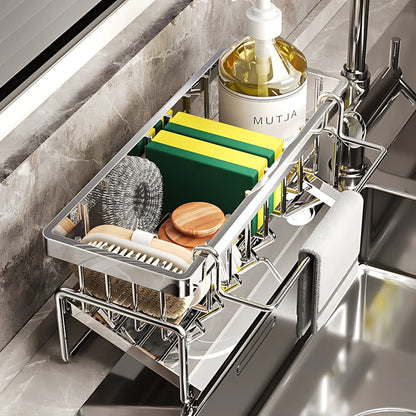 Over-Sink Kitchen Organizer | Sponge Holder & Drying Rack with Faucet Mount