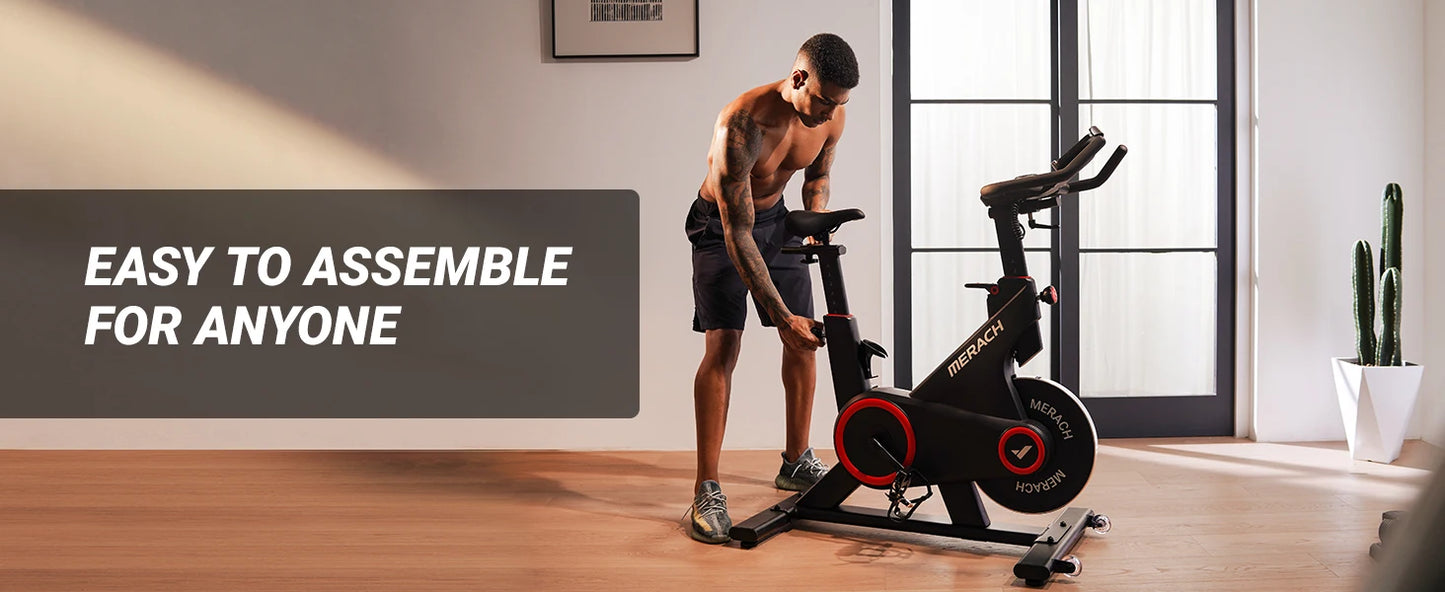 MERACH Indoor Exercise Bike with Auto Resistance Bluetooth Stationary Bike with APP Data Tracking & Tablet Holder Cycling Bike