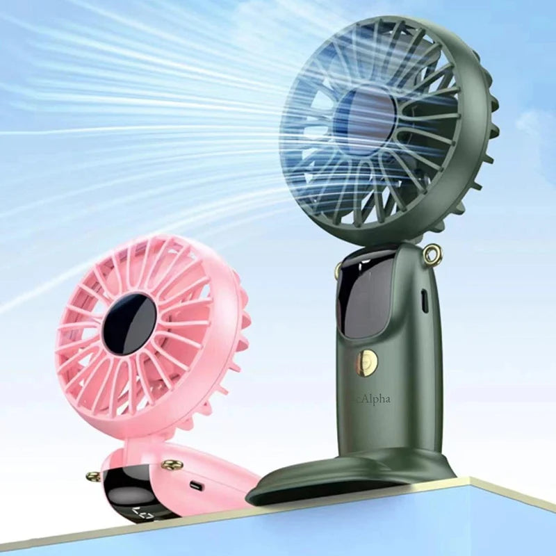 USB Rechargeable Silent Fan Set for Summer Gift, Multi-Purpose 6-Speed Handheld Fan with Display, Summer Cooling, Portab