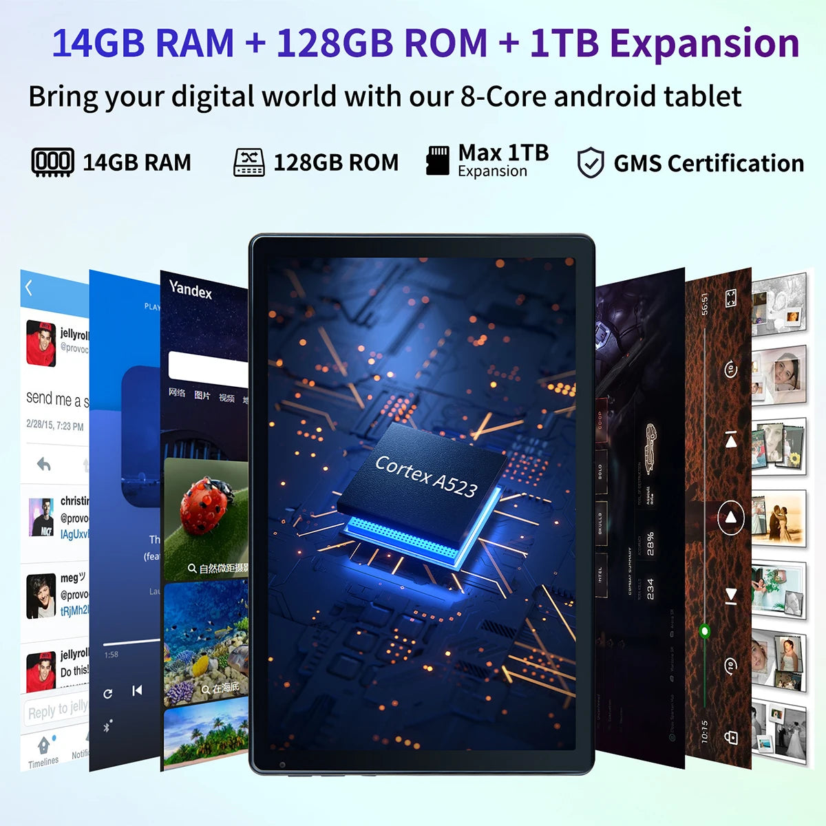 10.1-Inch Android 14 Tablet – 16GB RAM + 128GB Storage + 1TB Expansion | Octa-Core CPU | Stylus, Keyboard & Mouse Bundle