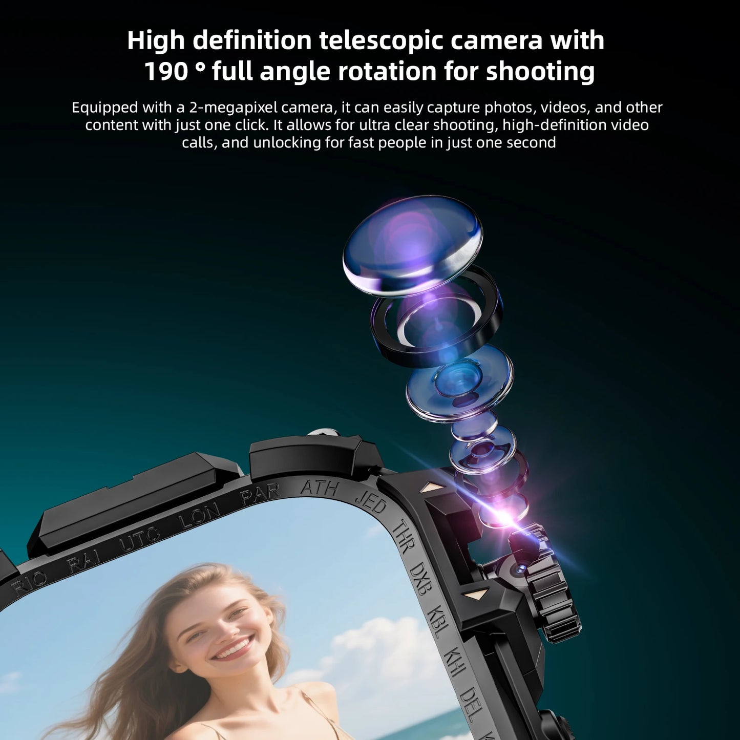 LOKMAT APPLLP 7 MAX Smart Watch Phone – 4G/5G Android Smartwatch with Rotating Camera, AMOLED Display, 3GB+32GB Storage