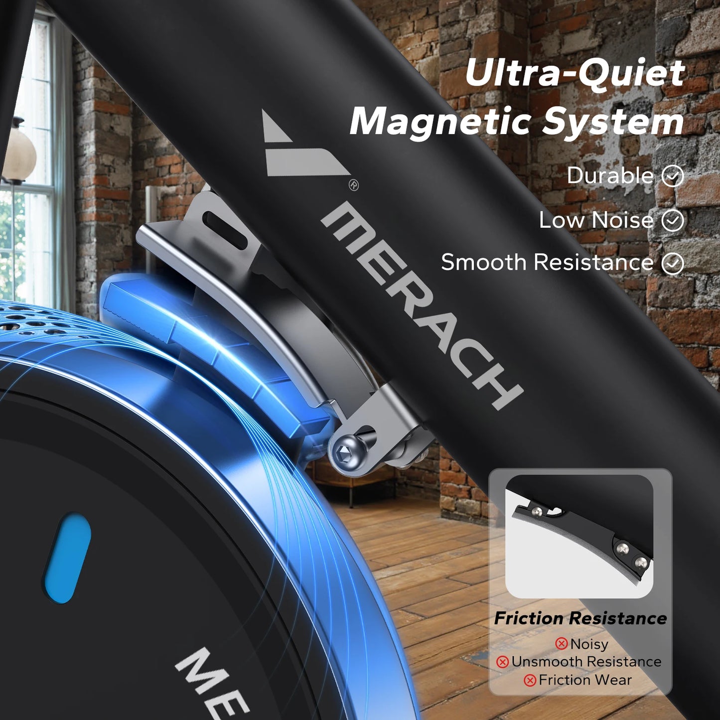 MERACH Magnetic Exercise Bike with App – Quiet Indoor Cycling Bike with Adjustable Seat & 300LB Capacity