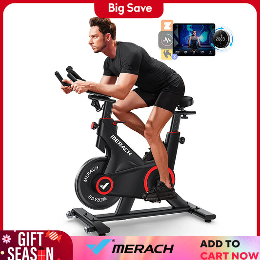 MERACH Indoor Exercise Bike with Auto Resistance Bluetooth Stationary Bike with APP Data Tracking & Tablet Holder Cycling Bike