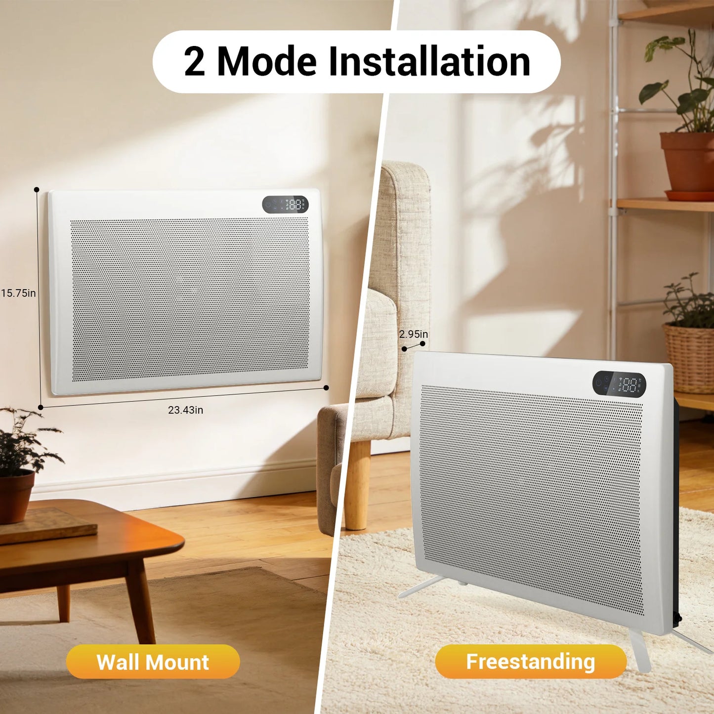 Graphene Smart Panel Heater with WiFi, App & Voice Control – 1500W Infrared Convection | Freestanding & Wall-Mount