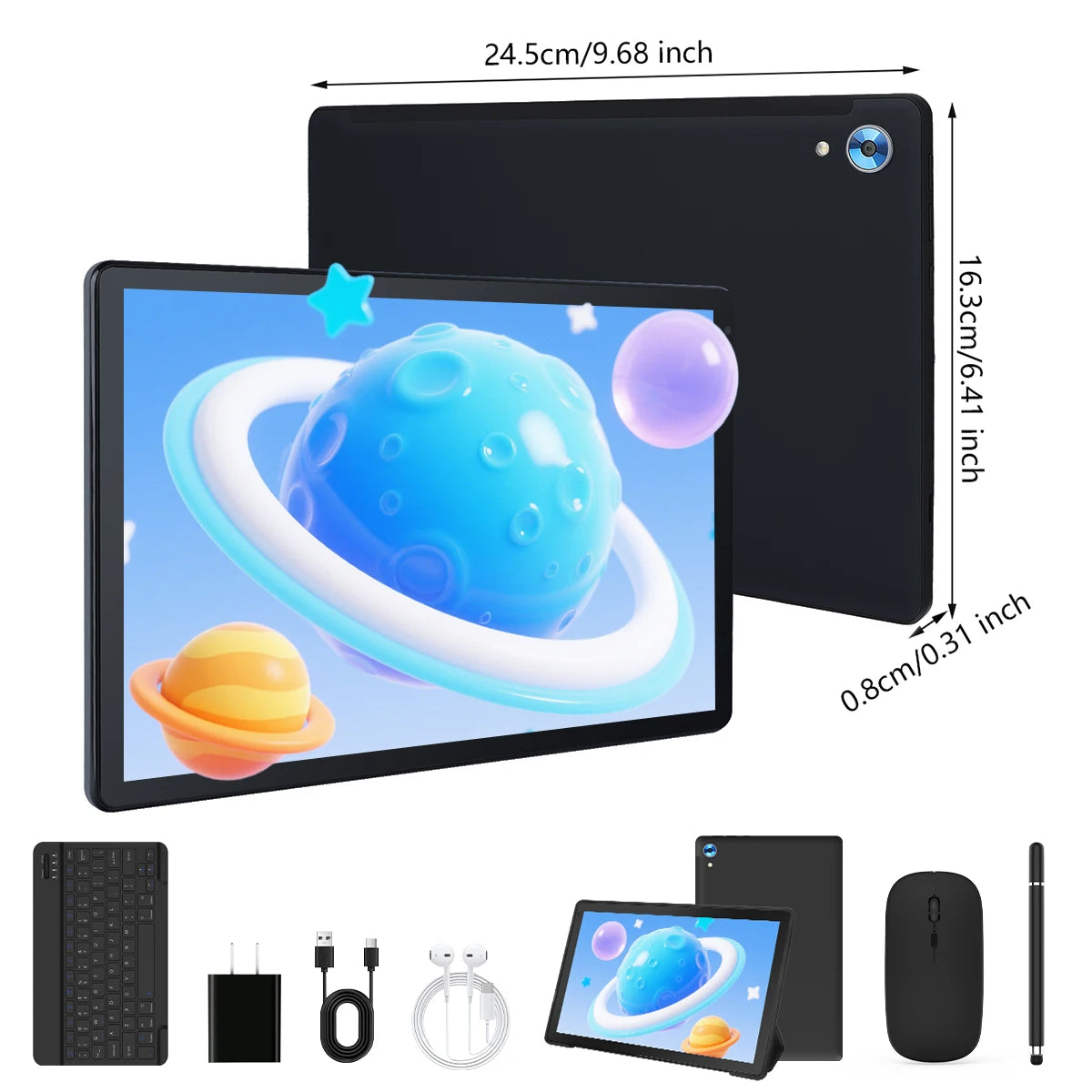 10.1-Inch Android 14 Tablet – 16GB RAM + 128GB Storage + 1TB Expansion | Octa-Core CPU | Stylus, Keyboard & Mouse Bundle