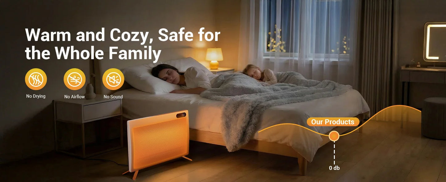 Graphene Smart Panel Heater with WiFi, App & Voice Control – 1500W Infrared Convection | Freestanding & Wall-Mount