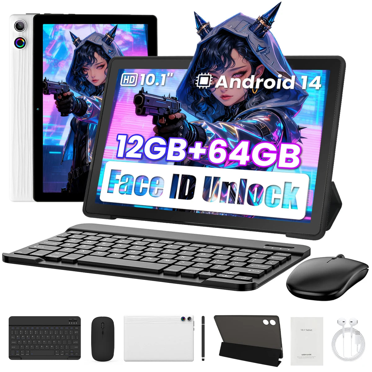 AEEZO A10L 10.1 Inch Android 14 Tablet HD IPS Screen Octa-Core 12GB+64GB Stylus Keyboard Mouse Headphones Tablets Android 2025