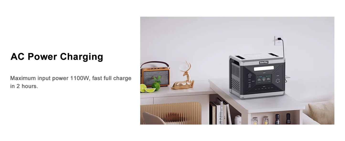 SolarPlay Q2501 Portable Power Station – 2160Wh LiFePO4 Battery, 2400W AC Output, Fast Charging Solar Generator for Outdoor and Backup Power