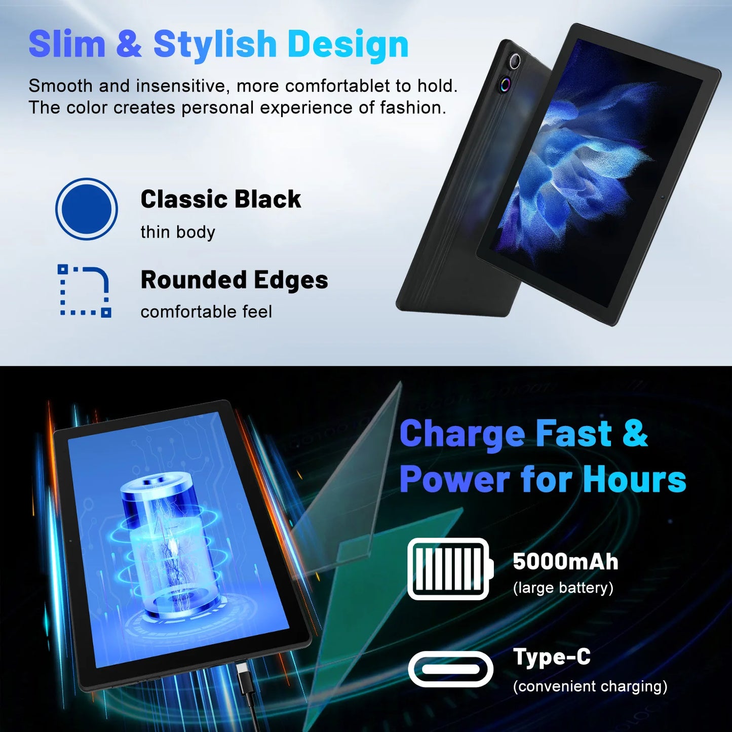 A10L 10-Inch Android 14 Tablet – 12GB RAM + 64GB Storage | Octa-Core CPU | Face Unlock | Keyboard, Mouse & Stylus Bundle