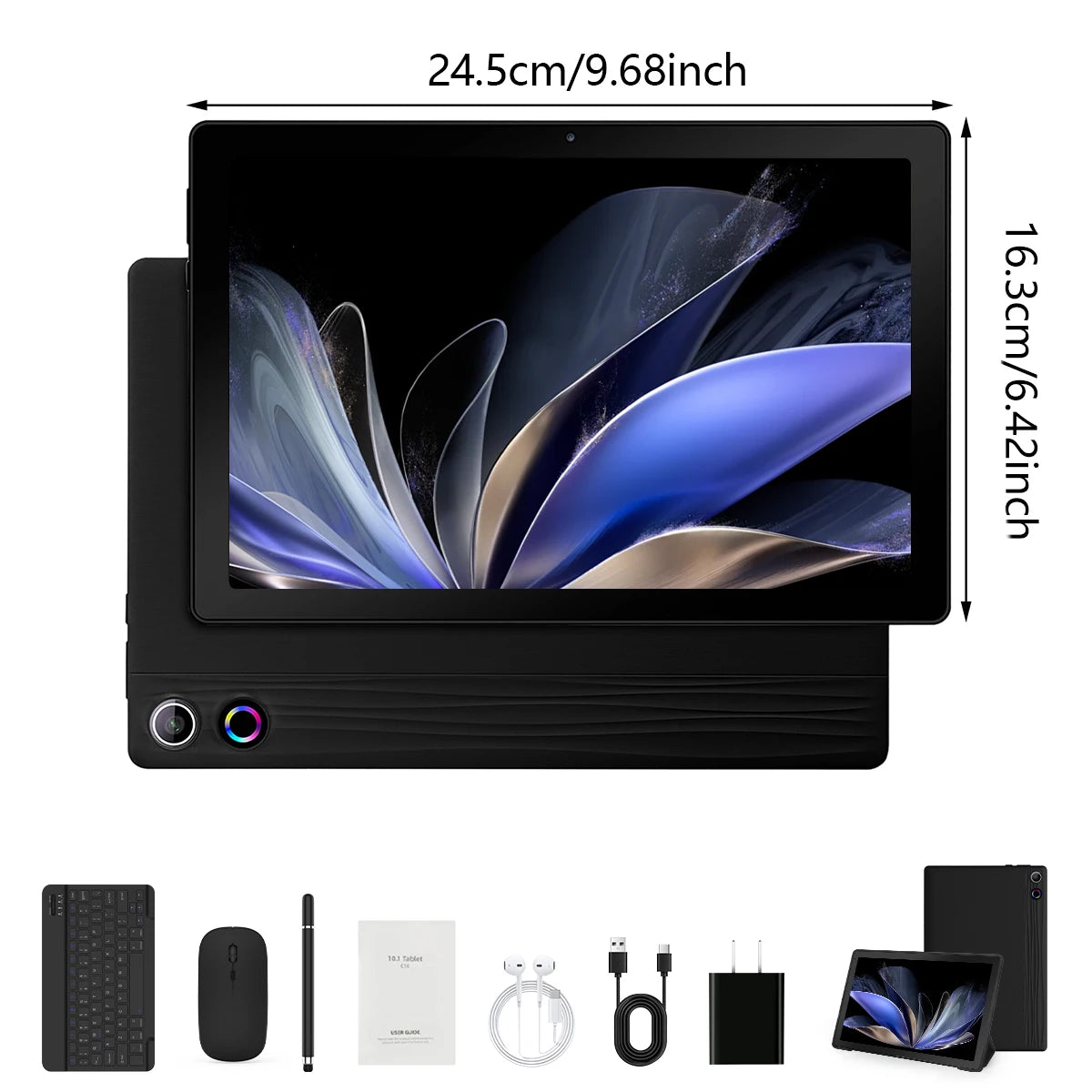 A10L 10.1-Inch Android 14 2-in-1 Tablet – 12GB RAM + 64GB Storage | 1TB Expandable | Octa-Core CPU | WiFi 6 | Keyboard, Mouse & Stylus Set