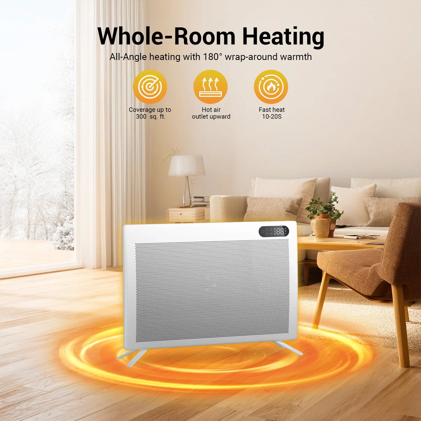 Graphene Smart Panel Heater with WiFi, App & Voice Control – 1500W Infrared Convection | Freestanding & Wall-Mount