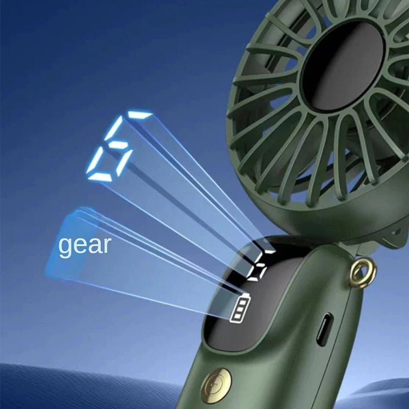 USB Rechargeable Silent Fan Set for Summer Gift, Multi-Purpose 6-Speed Handheld Fan with Display, Summer Cooling, Portab