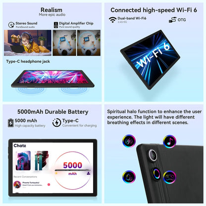 A10L 10-Inch Android 14 Tablet – 12GB RAM + 64GB Storage | Octa-Core CPU | Face Unlock | Keyboard, Mouse & Stylus Bundle