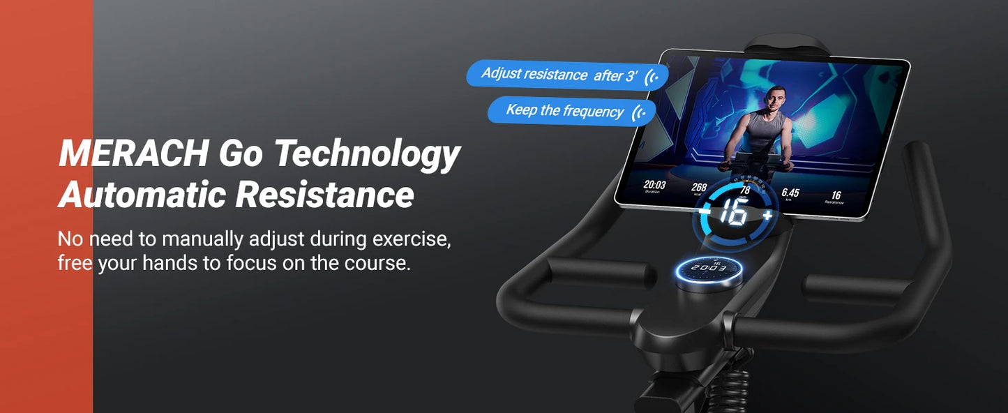 MERACH Indoor Exercise Bike with Auto Resistance Bluetooth Stationary Bike with APP Data Tracking & Tablet Holder Cycling Bike