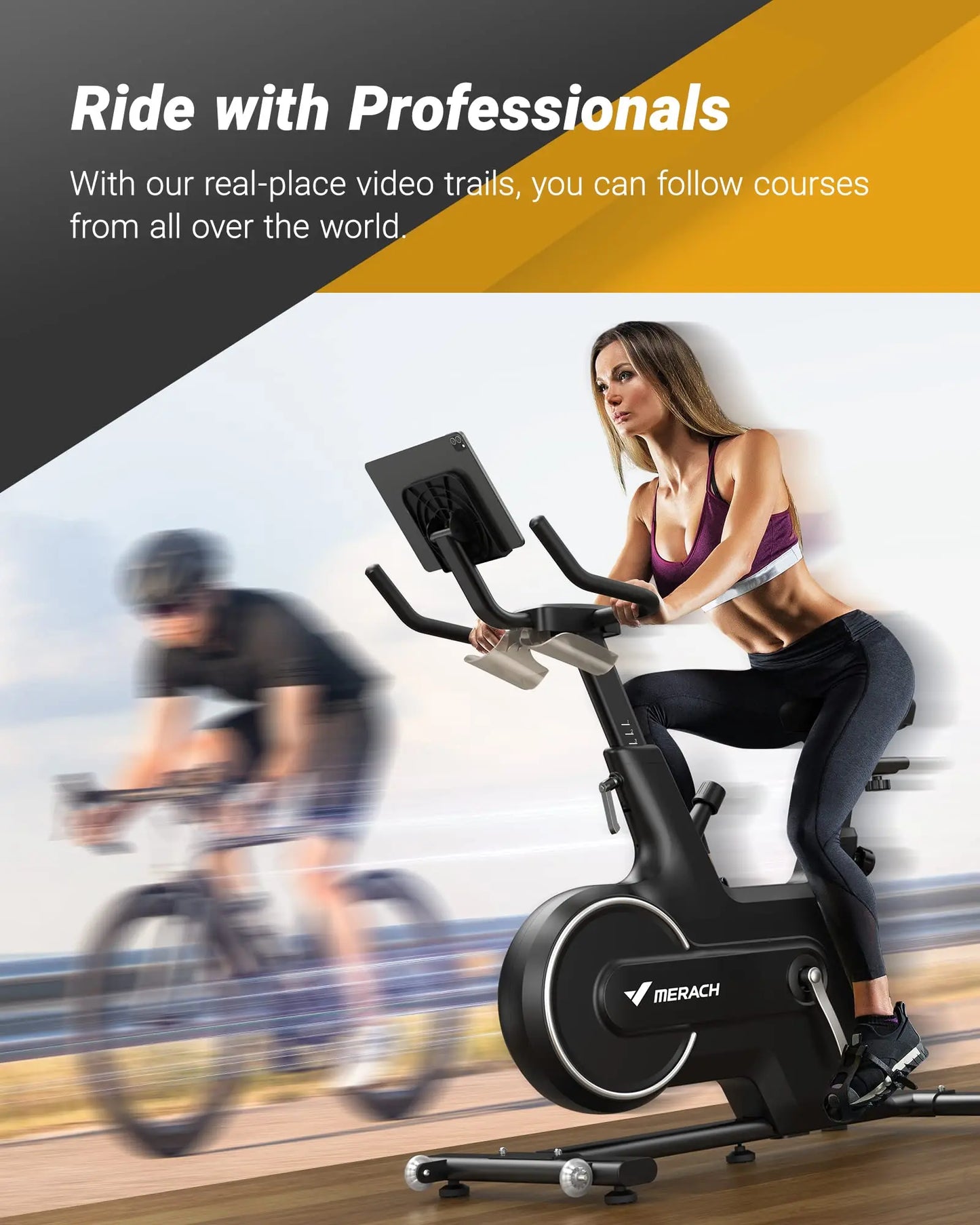 MERACH Indoor Exercise Bike with Auto Resistance Bluetooth Stationary Bike with APP Data Tracking & Tablet Holder Cycling Bike