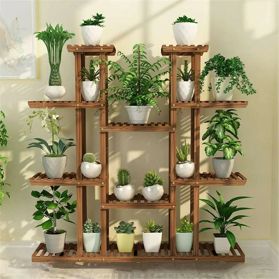 46" Multi-Tier Wooden Plant Stand – Indoor & Outdoor Flower Display Shelf