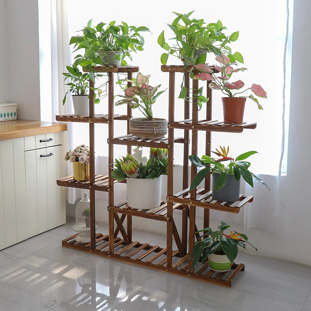 46" Multi-Tier Wooden Plant Stand – Indoor & Outdoor Flower Display Shelf