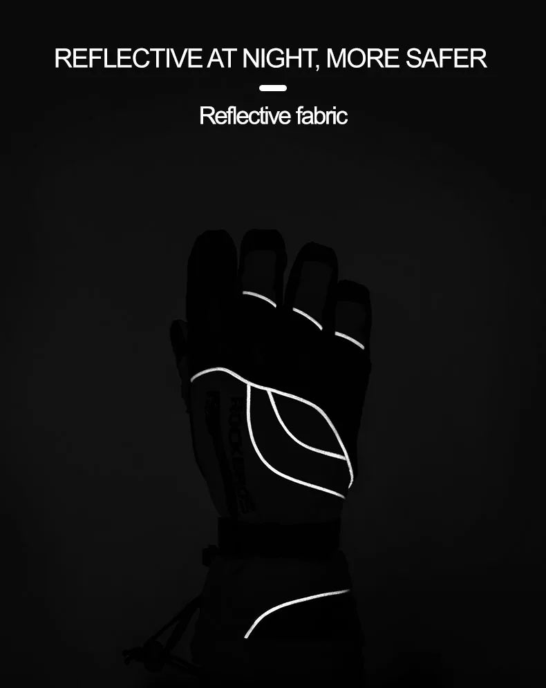 ROCKBROS Winter Gloves Motorcycle Waterproof Fleece Thermal Gloves Snowboard Snowmobile Gloves Men Women Snow Cycling Gloves
