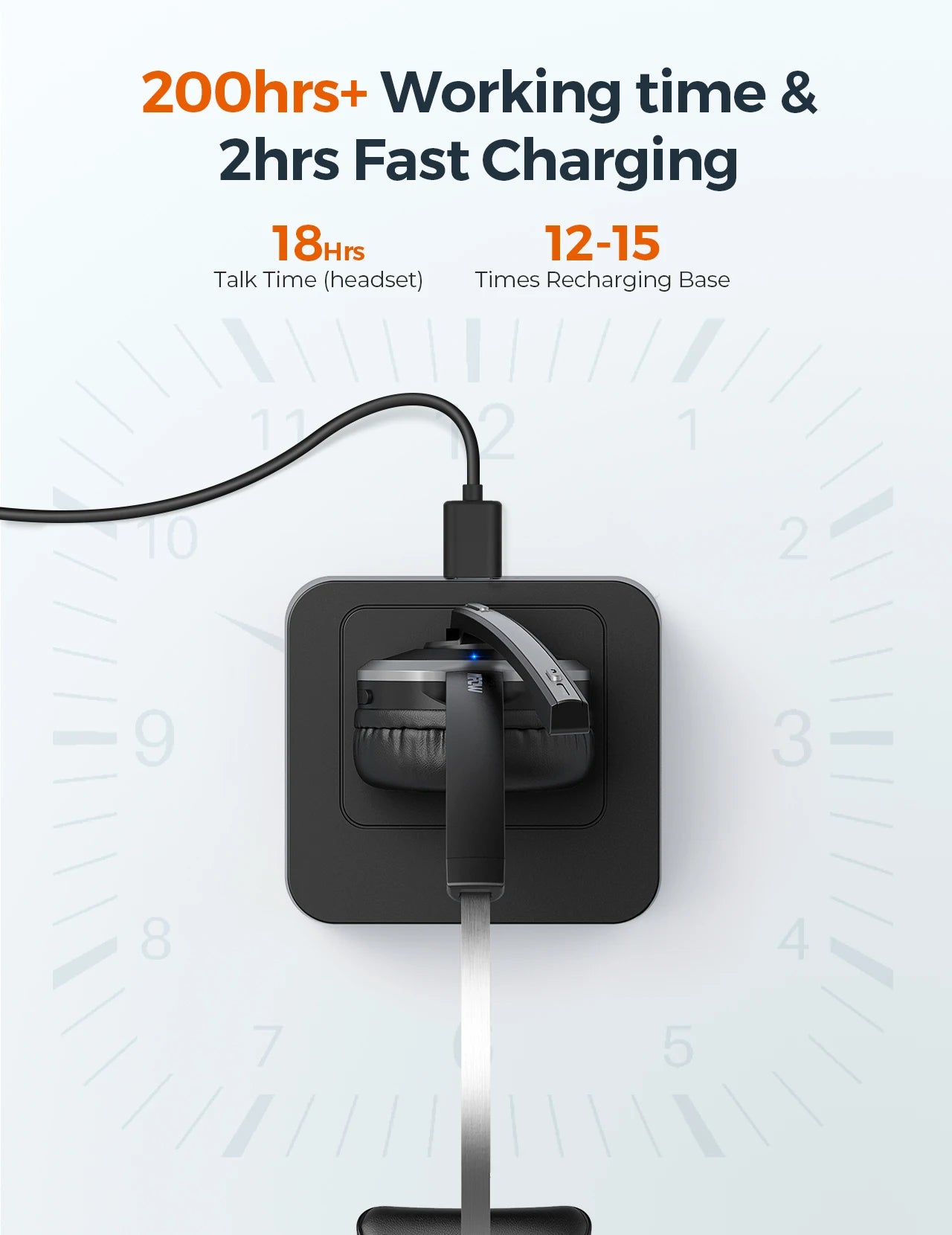 Mpow M5 Pro Bluetooth 5.0 Headphones with Mic & Charging Base – Wireless Headset for PC, Laptop, Call Center & Office Use