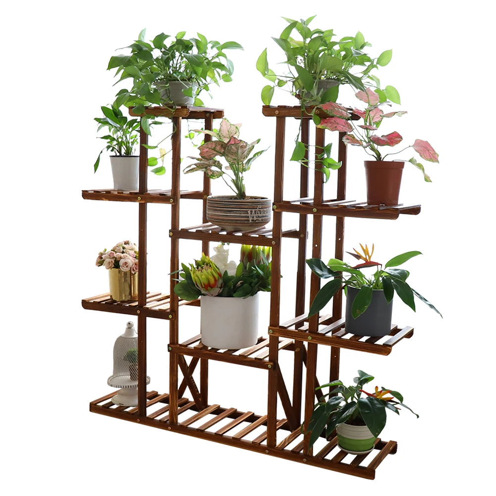 46" Multi-Tier Wooden Plant Stand – Indoor & Outdoor Flower Display Shelf