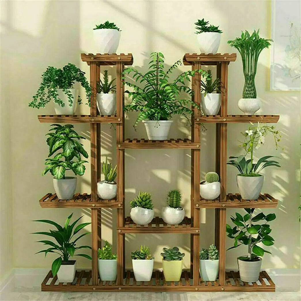 46" Multi-Tier Wooden Plant Stand – Indoor & Outdoor Flower Display Shelf