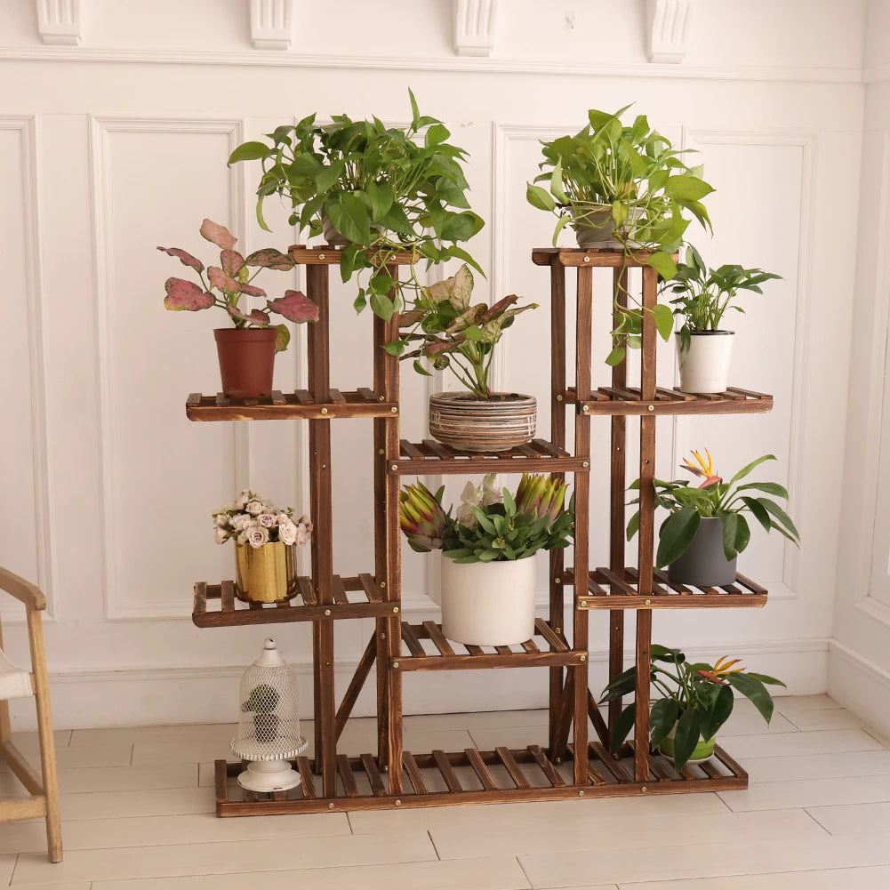 46" Multi-Tier Wooden Plant Stand – Indoor & Outdoor Flower Display Shelf