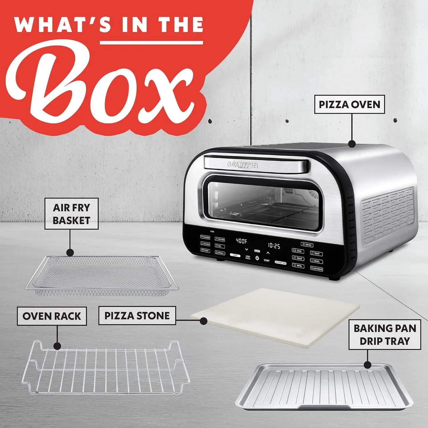 Indoor Pizza Oven Air Fryer Toaster – 1800W Countertop Multi-Cooker with Pizza Stone, Digital Controls & 6 Presets