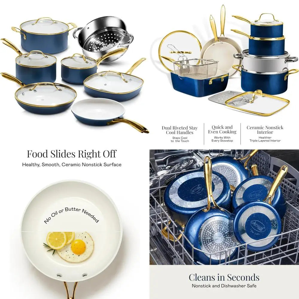 12-Piece Ceramic Nonstick Cookware Set with Steamer – PFOA/PFOS-Free