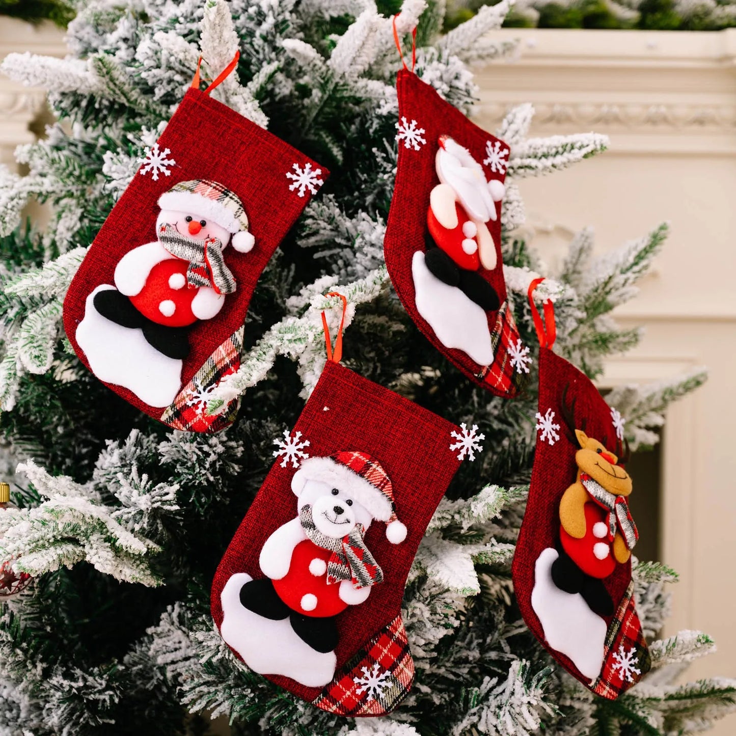 Embroidered Snowman Christmas Stockings – 4 Pack